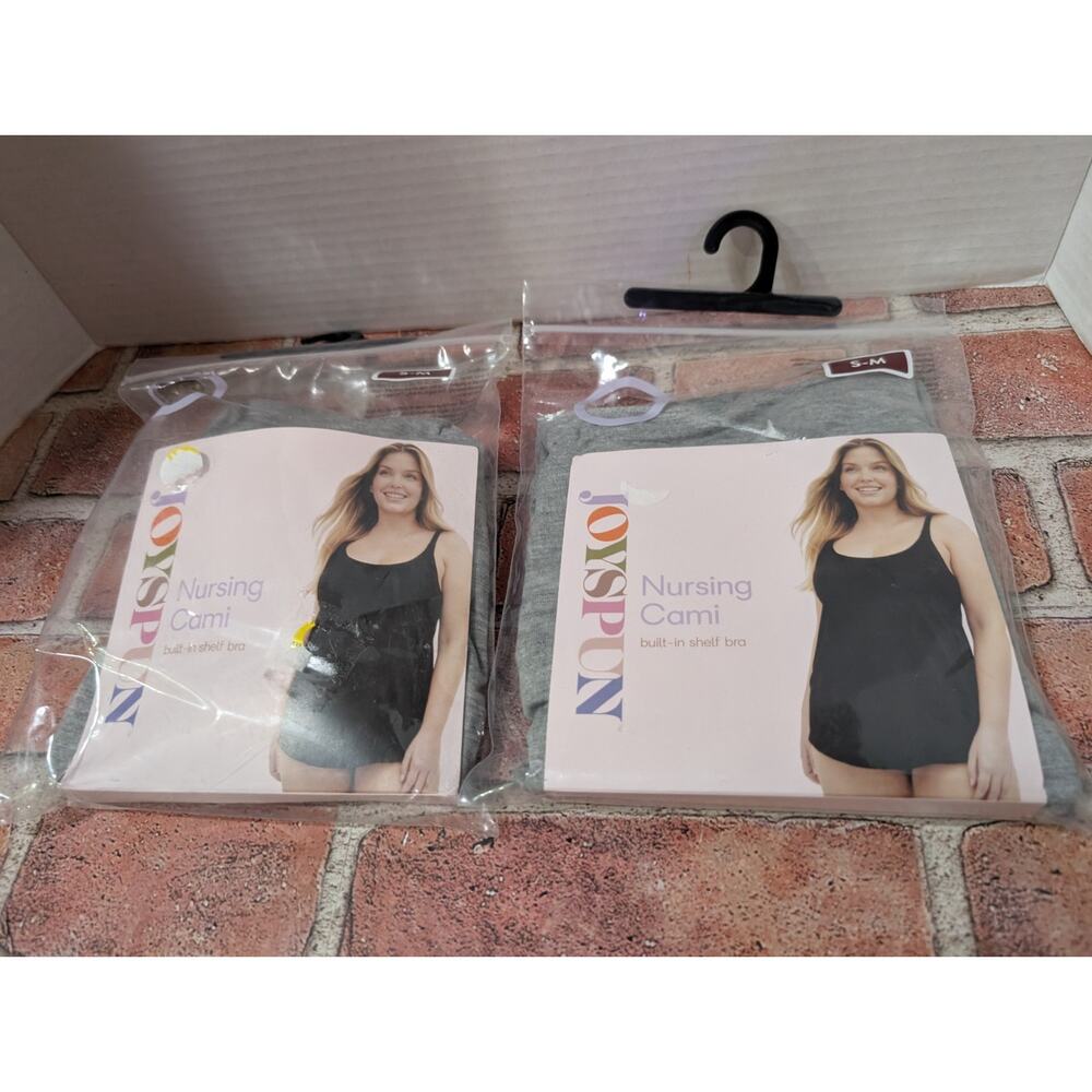 Joyspun Nursing Cami Tank Top Built-In Shelf Bra Hidden Clip Gray Women's S / M